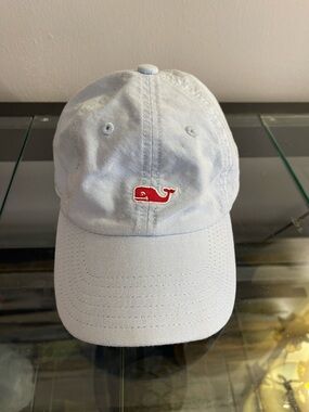 Vineyard Vines Light Blue Cap with Red Whale Logo